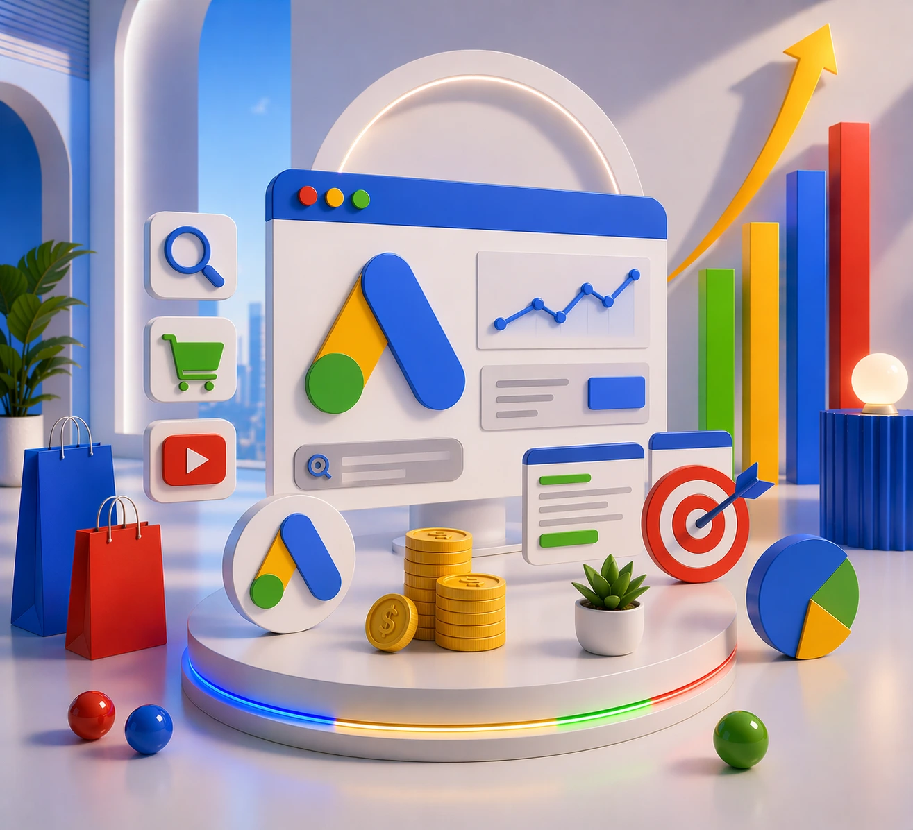 google ads management services dashboard with ppc campaign analytics targeting and conversion tracking