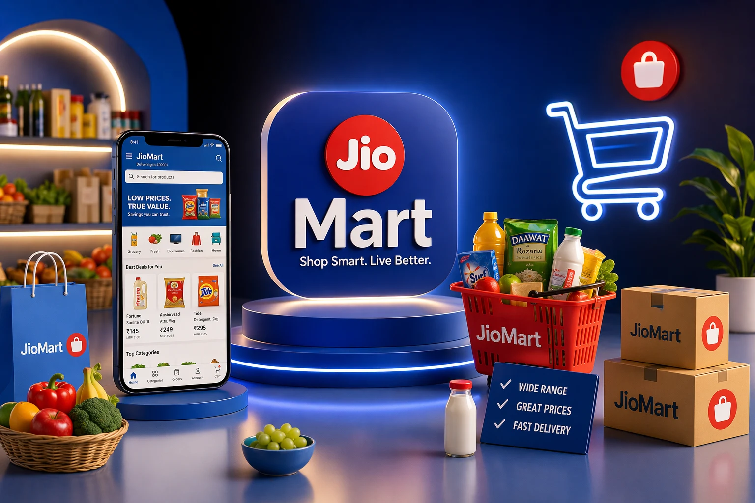 jiomart seller services dashboard with grocery products mobile app and ecommerce growth optimization