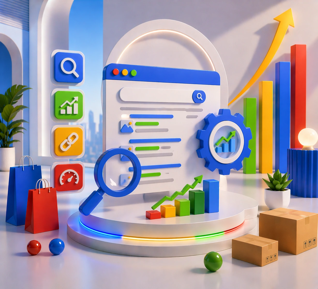 seo services dashboard with keyword research analytics ranking growth and search engine optimization tools